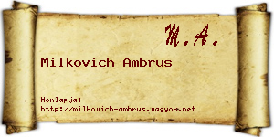 Milkovich Ambrus névjegykártya